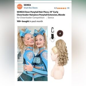 Blonde Curly Cheerleader Ponytail Extension Cheer wig